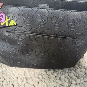 Betsey Johnson Black Skull Embossed Tote